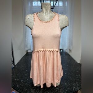 POL LACE TRIM PEACH TIE DYE ACID WASH TOP Women's Pink Sleeveless Top